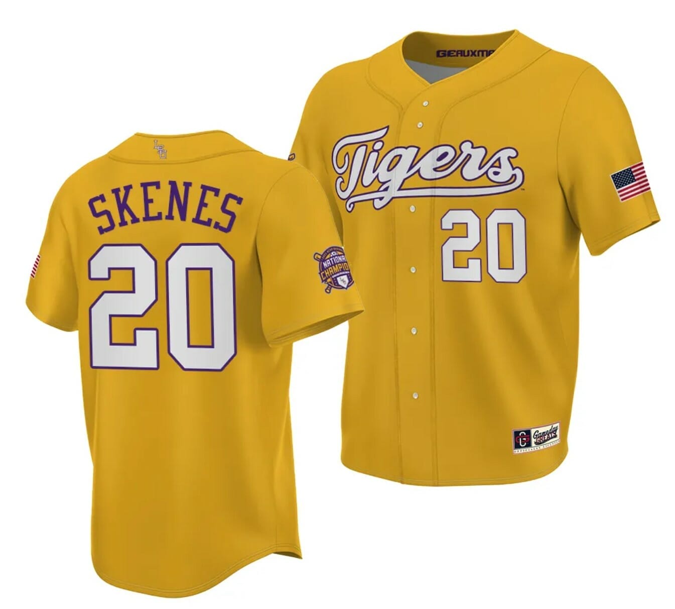 [Hot] Buy New Paul Skenes Jersey Gold LSU Tigers Champions